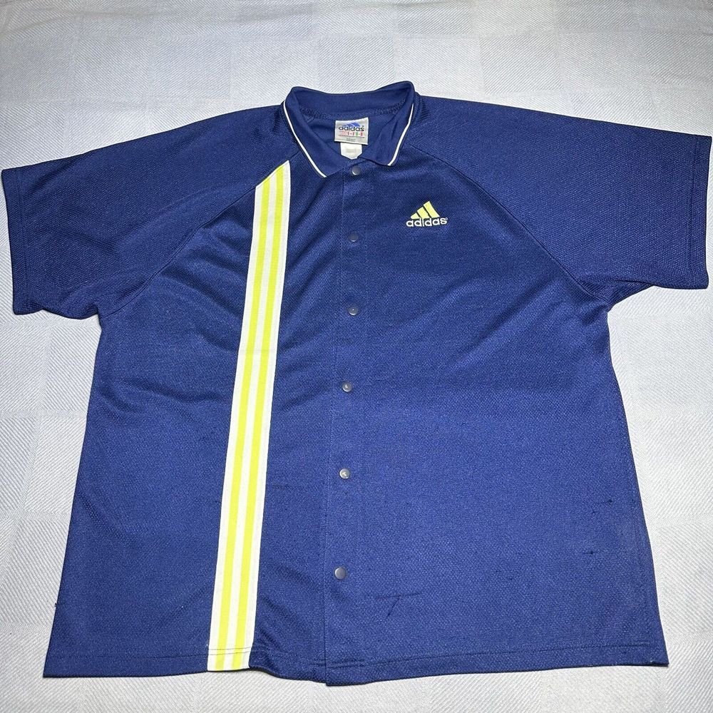 Vintage Adidas Basketball Warm Up Shooting Snap‎ Button Jersey Shirt Size 2XL